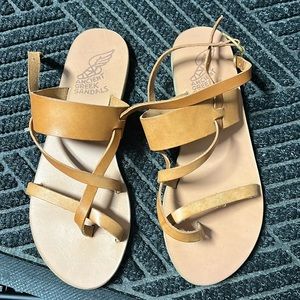 Ancient Greek sandals, brown leather women’s 39